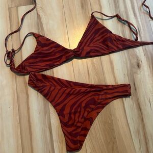 Skatie Red Zebra Print Bikini